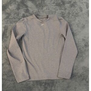 Nike Kids Dri-FIT Seamless Long Sleeve Shirt Gray Heather Training Top Size L